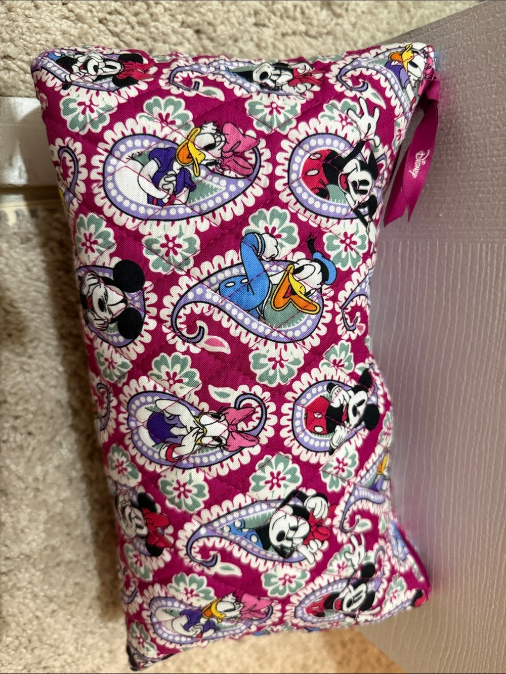 Disney Pink Paisley Minnie, Mickey & Donald Large Vera Bradley Cosmetic Pouch
